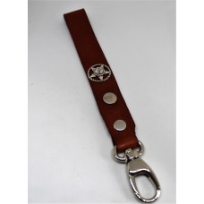 VGP Key Lanyard Light Brown, Rope Edge Star, Crystal Rivet, Total Length 18,5cm,  W/ Nickel Oval Spring Snap